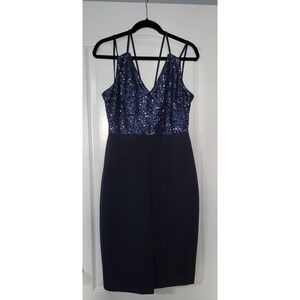 Guess Los Angeles Women's Navy Sequin and Scuba Cocktail Dress Size 12